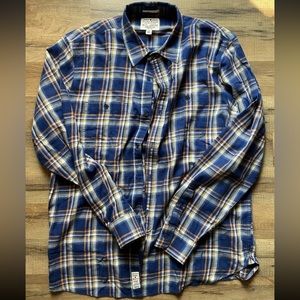 Lucky Brand Button Up Shirt Mens Large Plaid Western Classic Fit